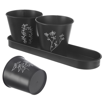 Súprava kvetináčov na bylinky BLACK čierna, 3 ks 1