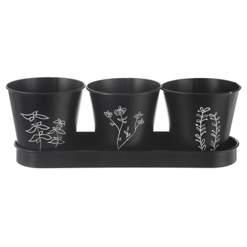Súprava kvetináčov na bylinky BLACK čierna, 3 ks 2