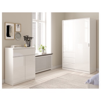 Šatníková skriňa BLAIR 2D biela vysoký lesk 1