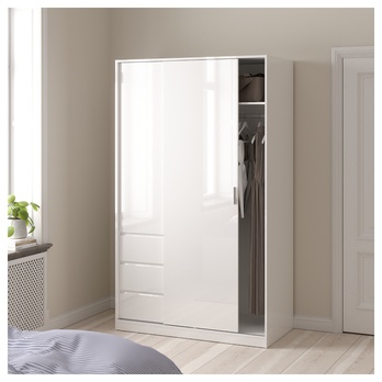 Šatníková skriňa BLAIR 2D biela vysoký lesk 2