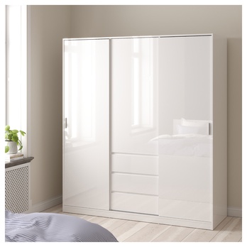 Šatníková skriňa BLAIR 3D biela vysoký lesk 1