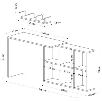 Písací stôl s policou BLAKE biela 4