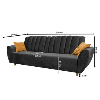 Pohovka BLOOM antracitová/žltá 7