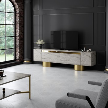 TV stolík BOHEM travertín/zlatá 1