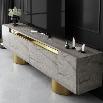 TV stolík BOHEM travertín/zlatá 3