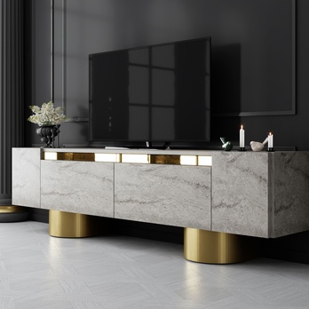 TV stolík BOHEM travertín/zlatá 4