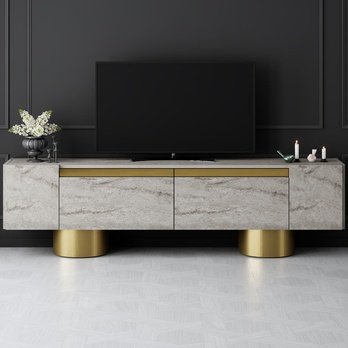 TV stolík BOHEM travertín/zlatá 5