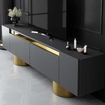 TV stolík BOHEM antracitová/zlatá 6