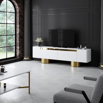 TV stolík BOHEM biela/zlatá 1