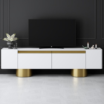 TV stolík BOHEM biela/zlatá 3