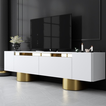 TV stolík BOHEM biela/zlatá 5