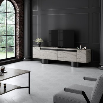 TV stolík BOHEM travertín/čierna 1