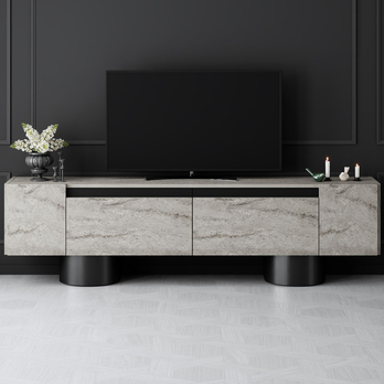 TV stolík BOHEM travertín/čierna 3