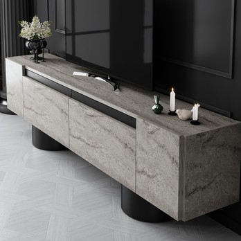 TV stolík BOHEM travertín/čierna 6