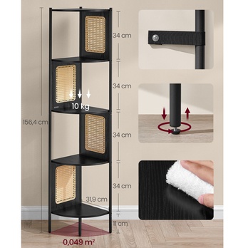 Rohový regál BOHO 5 čierna/prírodná 6