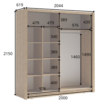 Šatníková skriňa BORA dub wellington 3