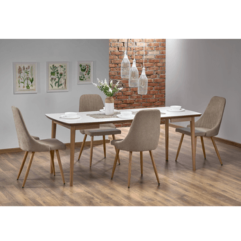 Jedálenský stôl BORRIT biela matná/dub lefkas 6