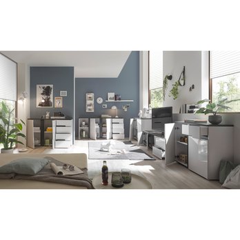 Komoda BOSTON 1 biela/biela vysoký lesk/antracitová 3
