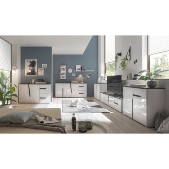 Komoda BOSTON 2 biela/biela vysoký lesk/antracitová 1