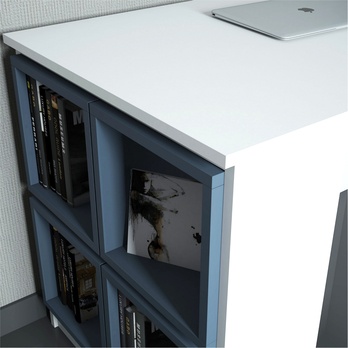 Písací stôl BOX biela/modrá 2