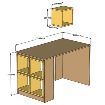 Písací stôl BOX biela/žltá 4