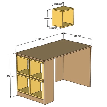 Písací stôl BOX biela/modrá 4