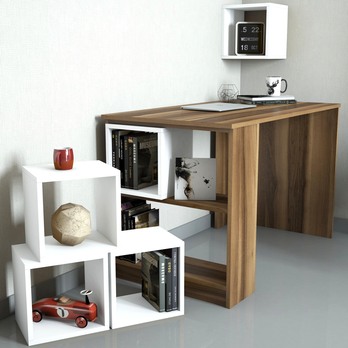 Písací stôl BOX orech/biela 2