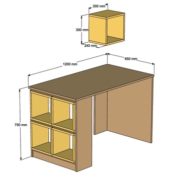 Písací stôl BOX orech/biela 4