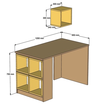 Písací stôl BOX orech/modrá 4