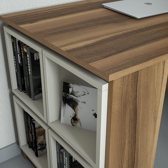 Písací stôl BOX orech/krémová 3