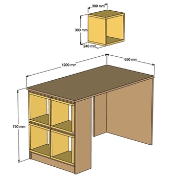 Písací stôl BOX orech/žltá 4