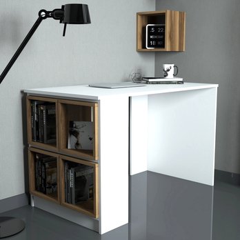 Písací stôl BOX biela/orech 1