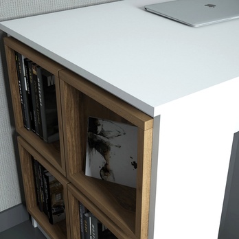 Písací stôl BOX biela/orech 3