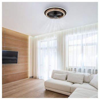 Stropné LED svietidlo s ventilátorom BOZAN čierna/hnedá 1