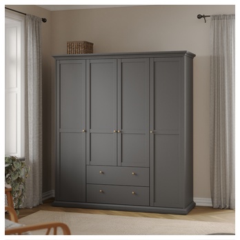 Šatníková skriňa BRAIDY tmavosivá 1