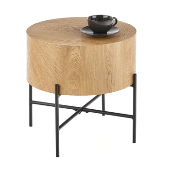 Konferenčný stolík  BRAKLY dub/čierna, priemer 45 cm 4