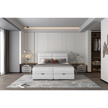 Posteľ boxspring BRAM svetlosivá, 140x200 cm 1