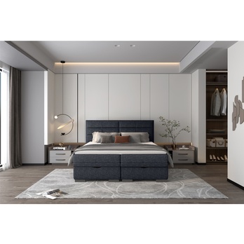 Posteľ boxspring BRAM tmavomodrá, 140x200 cm 1