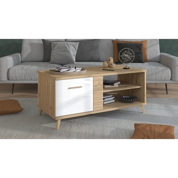 Konferenčný stolík BRETAGNA dub artisan/biela vysoký lesk 1