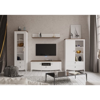 Vitrína BRIONA dub sonoma truffle/biela 1