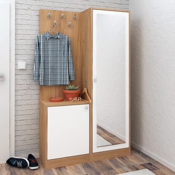 Predsieňová zostava BROC biela/dub 1