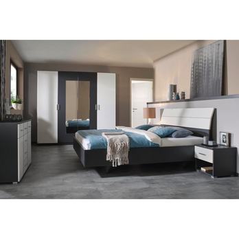 Posteľ s nočnými stolíkmi BROOKE alpská biela/sivá, 180x200 cm 1