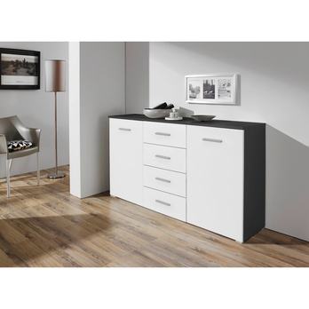 Komoda BROOKE alpská biela/sivá, 2 dvierka, 4 zásuvky 1