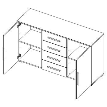 Komoda BROOKE alpská biela/sivá, 2 dvierka, 4 zásuvky 2