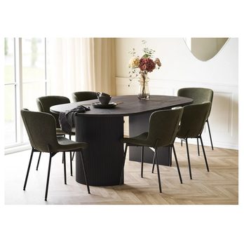 Jedálenská zostava BUOVASTO 6 hnedá/zelená 1