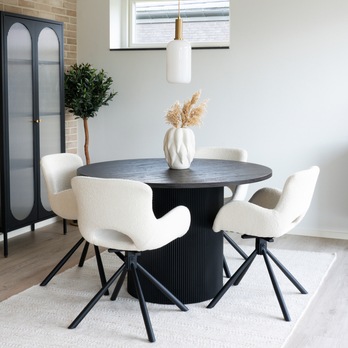 Jedálenská zostava BUOVASTO tmavohnedá/smotanová 1