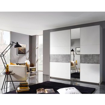 Šatníková skriňa CADENCE I alpská biela/imitácia betónu, šírka 218 cm 1