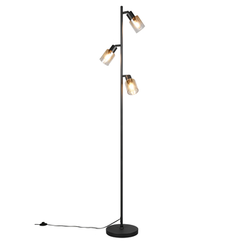 Stojacia lampa CADIZ čierna/jantárové sklo 3