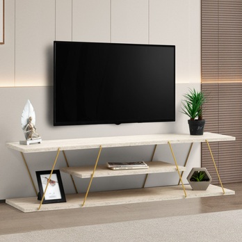 TV stolík  CANAZ béžový mramor/zlatá 1