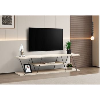 TV stolík  CANAZ béžový mramor/čierna 1